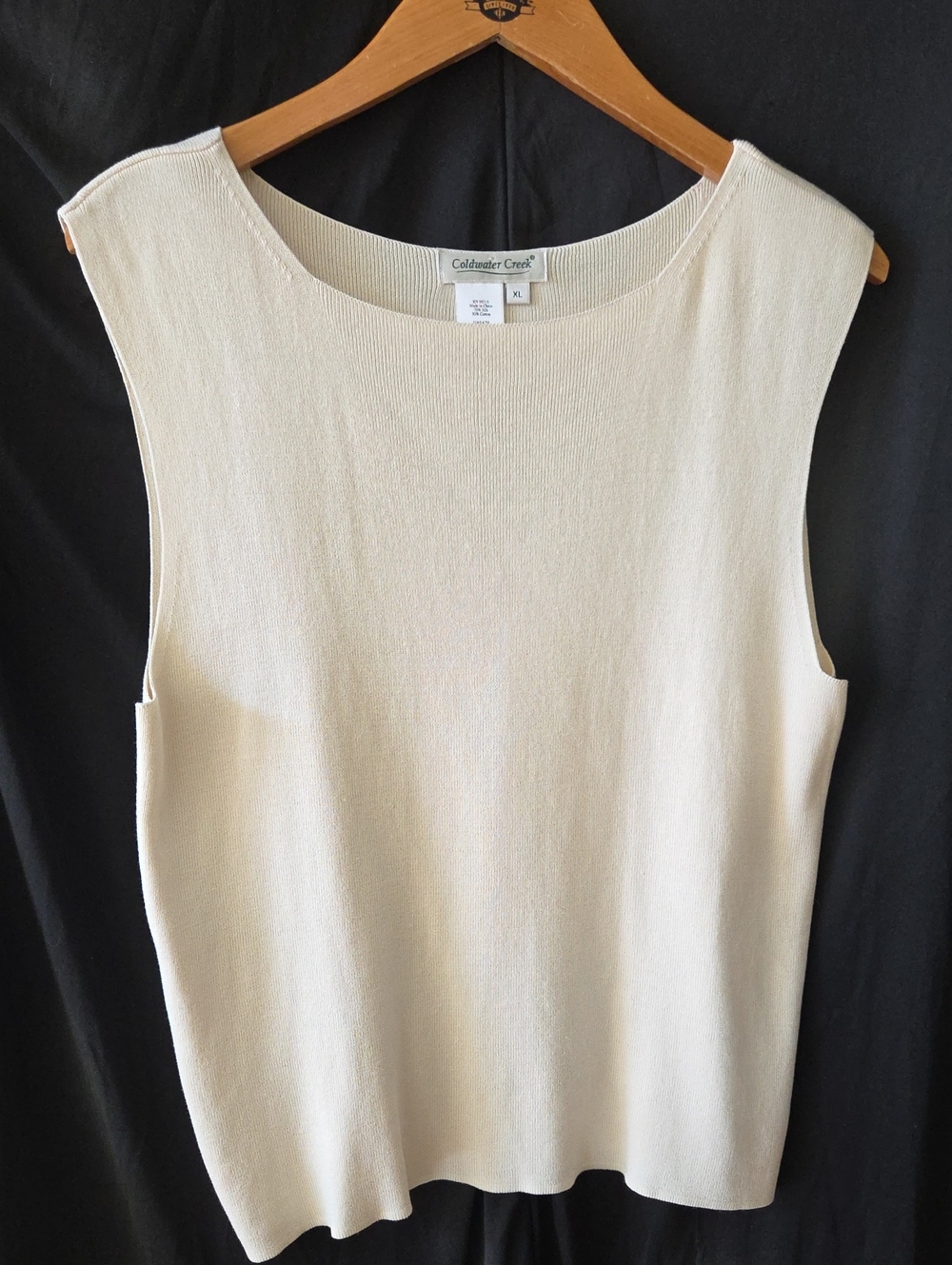 Coldwater Creek Women's Cream Silk/Cotton Blend Sleeveless Knit Shell
